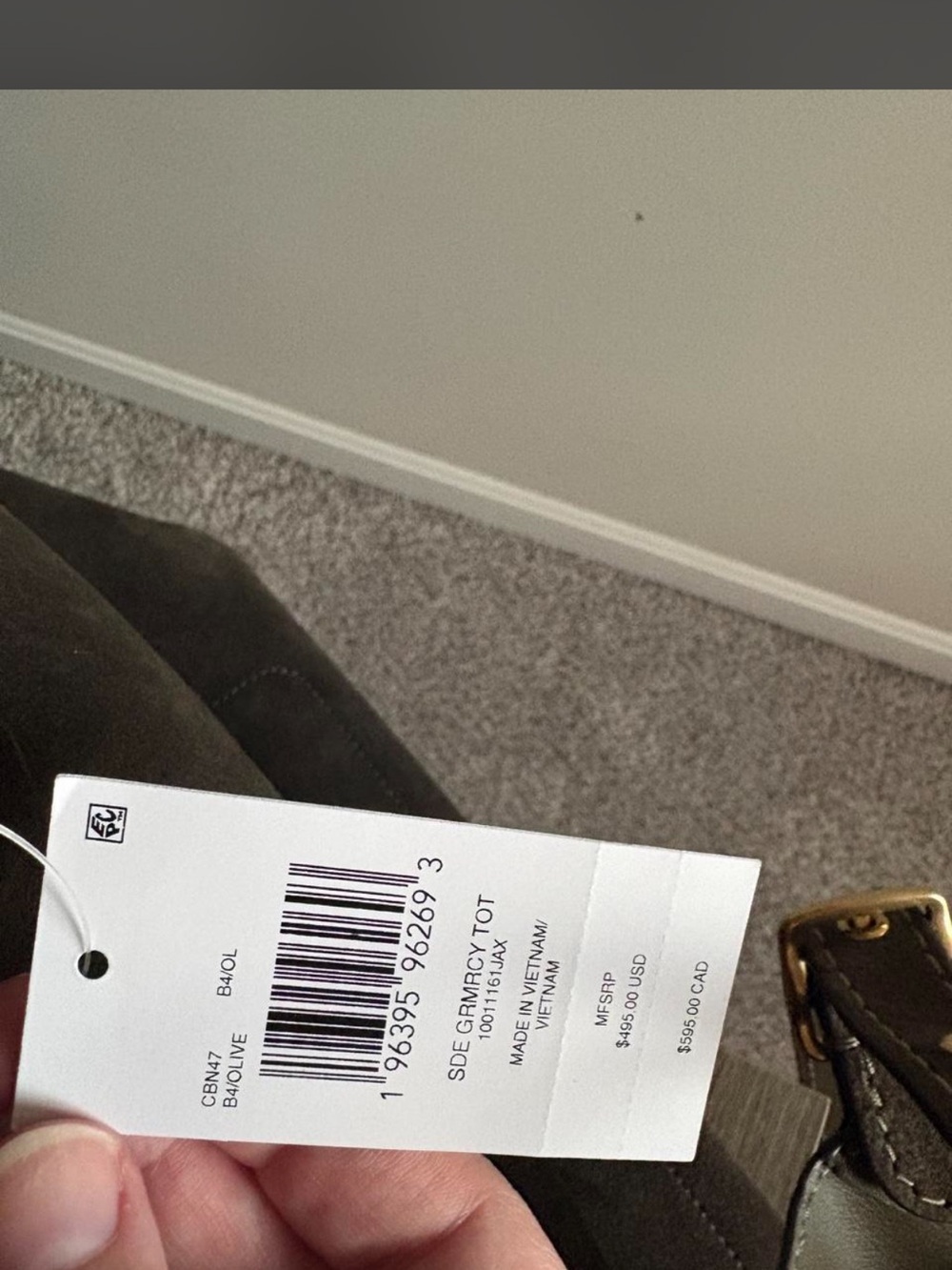 Coach Olive Suede Gramercy Tote 🫒 NWT - Picture 12 of 13